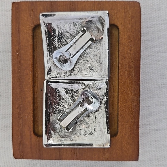 Vintage Enamel Silver Tone Clip-On Earrings Native American Design - Picture 3 of 4